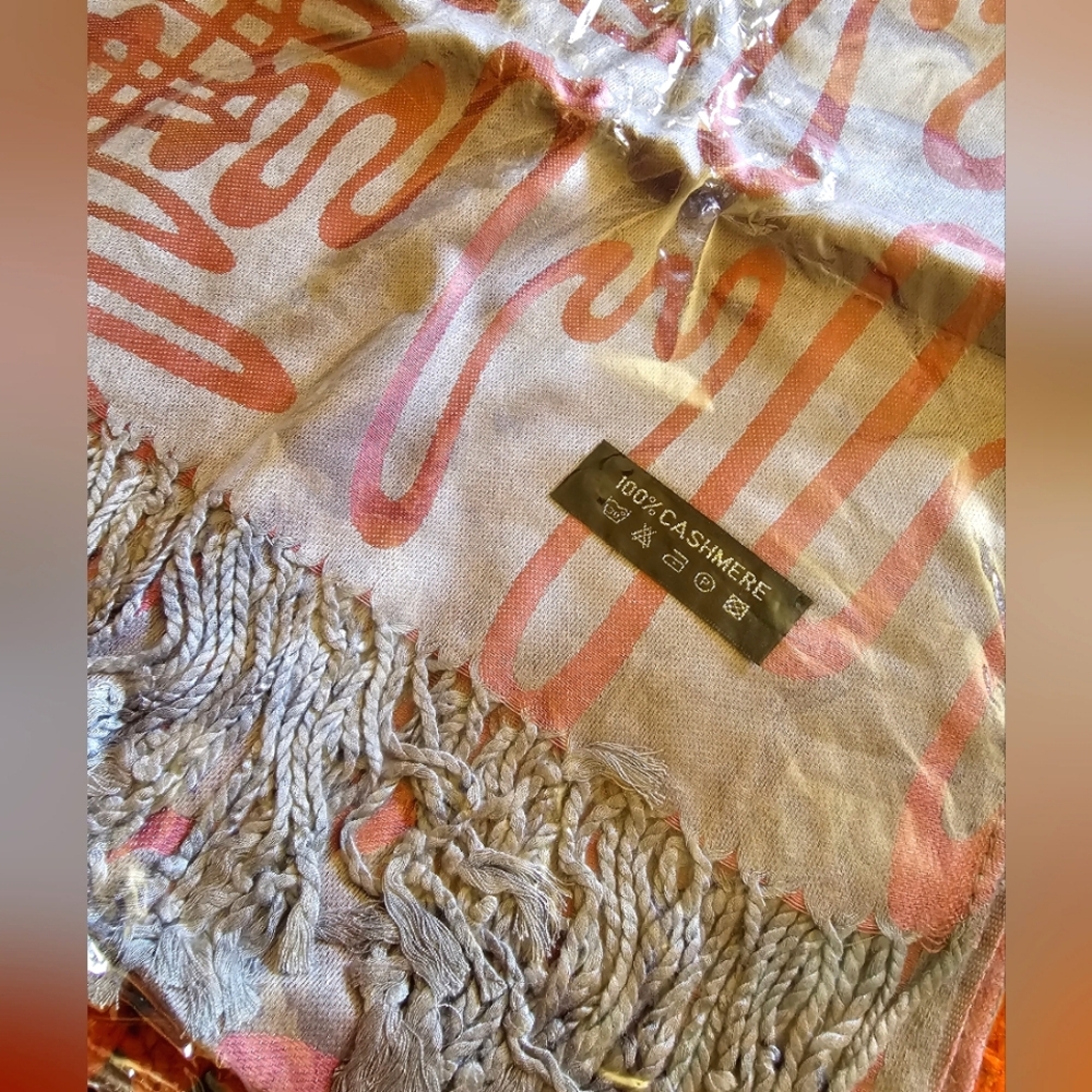 New 100% cashmere pashmina shawl scarf grey silver pink dusty rose